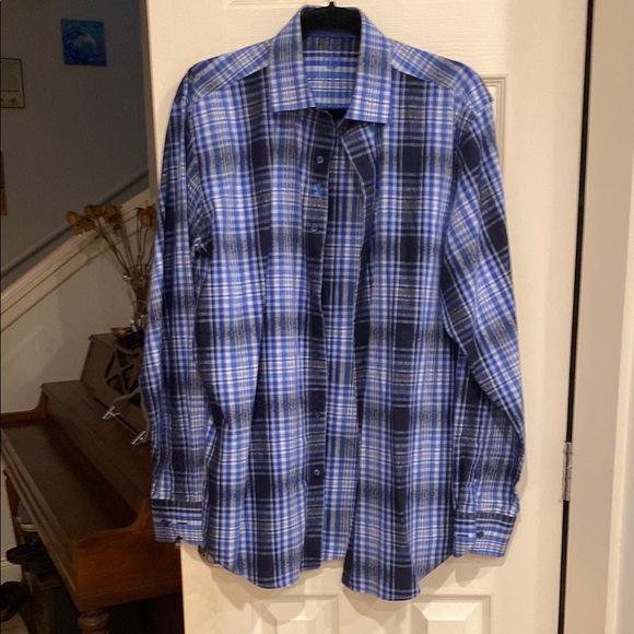 Bugatchi Other - Bugatchi Blue and Black Casual Button Down Shirt